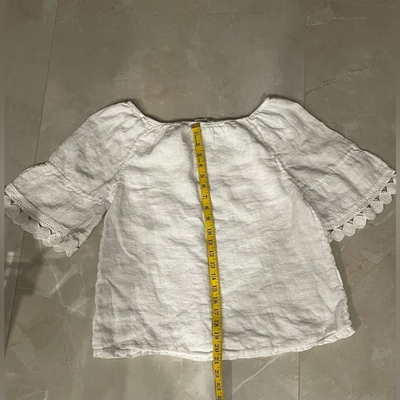 Terzo Millennio Women’s Top Medium White Off Shoulder Short Linen Short Sleeve - Picture 3 of 9